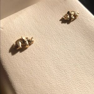 14k gold elephant earrings